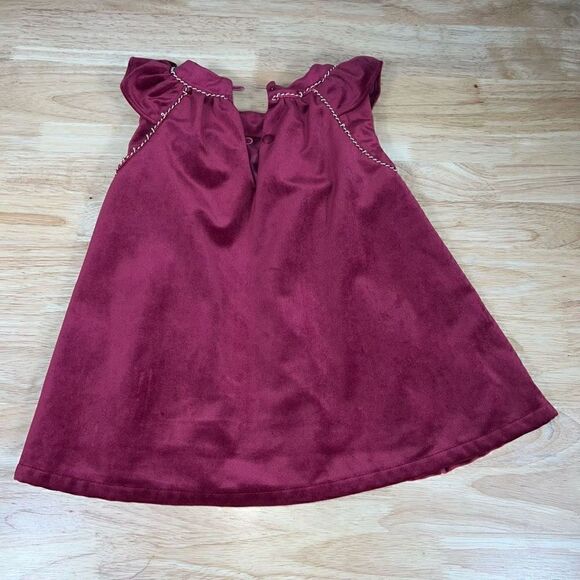 Heirlooms By Polly Flinders, Cranberry Velvet Holiday Dress Top, Gold Trim, 2T - Picture 9 of 9